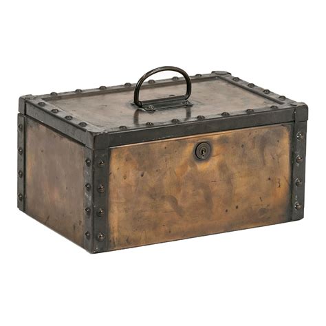 vintage metal tool box riveted|Metal Tool Box Antique Riveted Soldered with Lock .